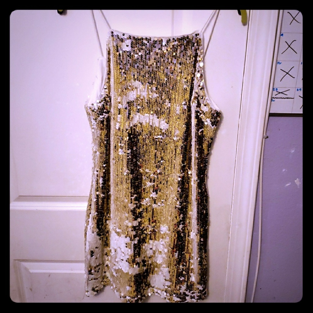 White Sequins Mini Dress